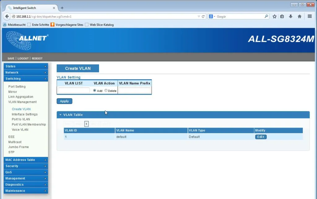 ALLNET Switch smart managed 24 Port Gigabit / 24x LAN / Lüfterlos / 19" / "ALL-SG8324M" – Bild 6
