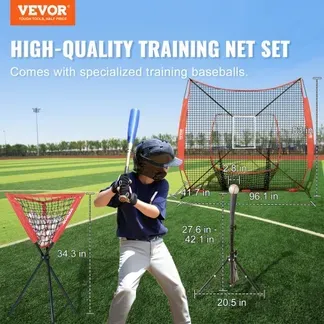 VEVOR 244 x 106 x 211 cm Baseball-Softball-Übungsnetz, Tragbares Baseball-Trainingsnetz zum Schlagen, Fangen, Pitchen, Backstop-Ausrüstung mit Bogenrahmen, Tragetasche, Schlagzone, Bällen, Ballsammler VEVOR 244 x 106 x 211 cm Baseball-Softball-Übungsnetz, Tragbares Baseball-Trainingsnetz zum Schlagen, Fangen, Pitchen, Backstop-Ausrüstung mit Bogenrahmen, Tragetasche, Schlagzone, Bällen, Ballsammler