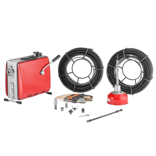 VEVOR Elektrische Rohrreinigungsmaschine, 500W, 1400U/min, Abflussreiniger, 2 Stk. 20mx16mm & 5mx9,5mm Federkabel, 0,4mx12mm flexible Feder & 6 Schneider, für Rohre mit 50–110mm Durchmesser VEVOR Elektrische Rohrreinigungsmaschine, 500W, 1400U/min, Abflussreiniger, 2 Stk. 20mx16mm & 5mx9,5mm Federkabel, 0,4mx12mm flexible Feder & 6 Schneider, für Rohre mit 50–110mm Durchmesser