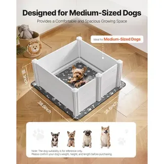 VEVOR Wurfkiste für Hunde, 98x98x46cm, Welpenlaufstall aus Kunststoff-PVC mit höhenverstellbarer Tür & waschbarer Pipi-Unterlage, verformungssicherer Welpenkiste für mittelgroße Hunde, milchweiß VEVOR Wurfkiste für Hunde, 98x98x46cm, Welpenlaufstall aus Kunststoff-PVC mit höhenverstellbarer Tür & waschbarer Pipi-Unterlage, verformungssicherer Welpenkiste für mittelgroße Hunde, milchweiß