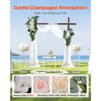 VEVOR Blumenset für Hochzeit Bogen, weiße Blumen für Traubogen mit Vorhängen (4er-Set) – 2 Blumenarrangements, 2 transparente Vorhänge, für Zeremoniensträuße, Empfangshintergrunddekoration VEVOR Blumenset für Hochzeit Bogen, weiße Blumen für Traubogen mit Vorhängen (4er-Set) – 2 Blumenarrangements, 2 transparente Vorhänge, für Zeremoniensträuße, Empfangshintergrunddekoration