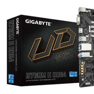 GIGABYTE B760M H DDR4 Motherboard – Unterstützt Intel Core 14. Generation CPUs, 6+1+1 Phasen Digital VRM, bis zu 3200MHz DDR4 (OC), 2xPCIe 4.0 M.2, GbE LAN, USB 3.2 Gen1 GIGABYTE B760M H DDR4 Motherboard – Unterstützt Intel Core 14. Generation CPUs, 6+1+1 Phasen Digital VRM, bis zu 3200MHz DDR4 (OC), 2xPCIe 4.0 M.2, GbE LAN, USB 3.2 Gen1