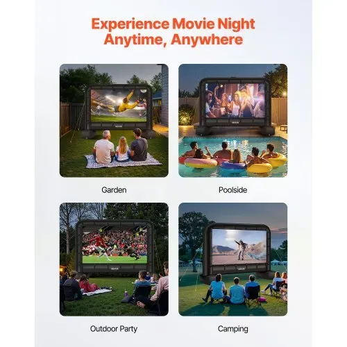 VEVOR aufblasbare Filmleinwand Projektion Beamer Leinwand aus 600D, Projektionsleinwand mit tragbarer Aufbewahrungstasche, 16:9, Filmprojektion für Heimkino Mottoparty Poolspaß (328 x 130 x 251 cm) – Bild 5