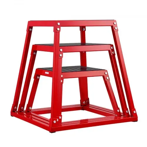 VEVOR 3-teilige Plyometrische Sprungboxen, 305/458/609 mm Plyometric Box Rot, Rutschfestes Fitness-Übungs-Step-Up-Box-Set für Heim-Fitness-Training, Konditions-Krafttraining, Jump Training Tragbar – Bild 9