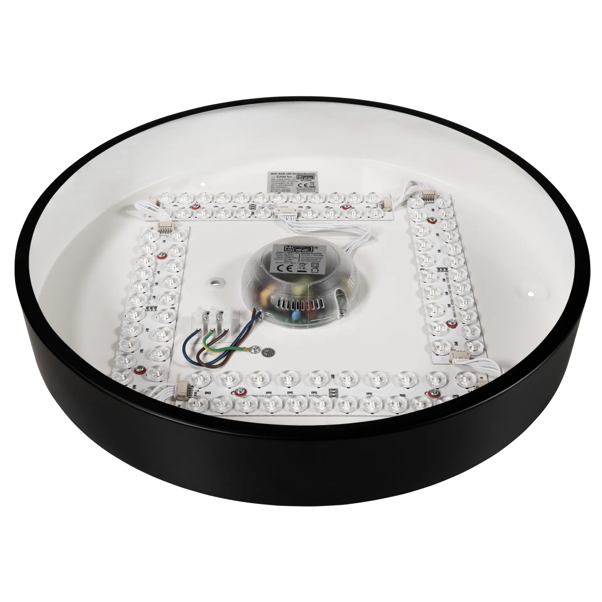 Wifi LED-Deckenleuchte McShine 35W, 4.450lm, Ø40cm, CCT+RGB, schwarz – Bild 4