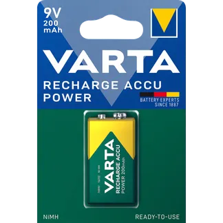 E-Blockbatterie VARTA “Accu Power“, Ni-MH, 200mA, HR22, Typ 9V Block, 1er-Blister E-Blockbatterie VARTA “Accu Power“, Ni-MH, 200mA, HR22, Typ 9V Block, 1er-Blister