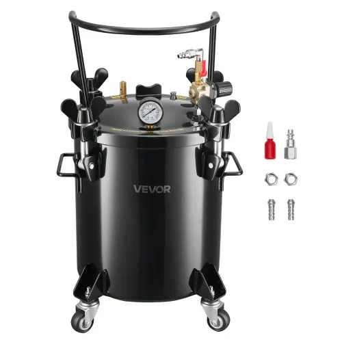 VEVOR Druckbehälter für Sprühfarbe, 20 L Drucktank aus Stahl mit 2 Anschlüssen (EU/AU) für Heimgebrauch Heimwerkerarbeiten Kunstkreationen, Farbbehälter mit großem Durchmesser & 4 Rollen VEVOR Druckbehälter für Sprühfarbe, 20 L Drucktank aus Stahl mit 2 Anschlüssen (EU/AU) für Heimgebrauch Heimwerkerarbeiten Kunstkreationen, Farbbehälter mit großem Durchmesser & 4 Rollen