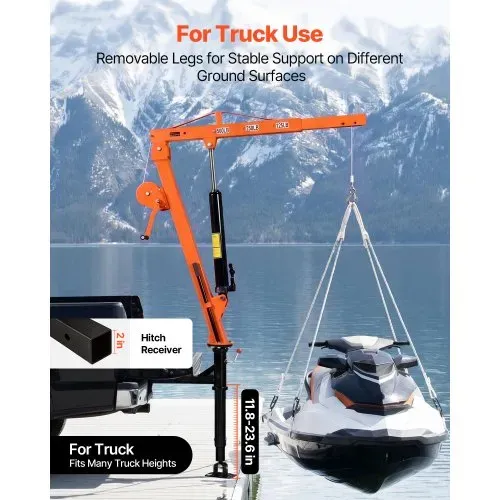 VEVOR Pickup Kran mit Anhängerkupplung, 227kg Belastbarer Ladekran Inkl. Handwinde & 8t Hydraulikpumpe, Manueller Hebekran mit 360° Drehkranz, Hebezeug aus Kohlenstoffstahl für Pick-up LKW Anhänger – Bild 2