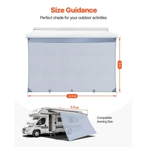 VEVOR Sonnenschutz (2 x 3,3 m) für Markisen (3,5 m), Markisen-Vorderwand aus Polyester-Netzgewebe, Doppelt Genähter & Atmungsaktiver Sichtschutz für Wohnmobil, Camping & Wohnwagen – Bild 2