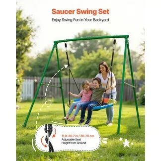 VEVOR Gartenschaukel mit A-förmigem Metallgestell, Schaukelsitz (101,6 cm Groß), bis zu 199,6 kg Tragkraft, Schaukelset Outdoor, Verstärkt mit Spiralförmigen Bodenankern, Tellerschaukel Farbenfroh VEVOR Gartenschaukel mit A-förmigem Metallgestell, Schaukelsitz (101,6 cm Groß), bis zu 199,6 kg Tragkraft, Schaukelset Outdoor, Verstärkt mit Spiralförmigen Bodenankern, Tellerschaukel Farbenfroh