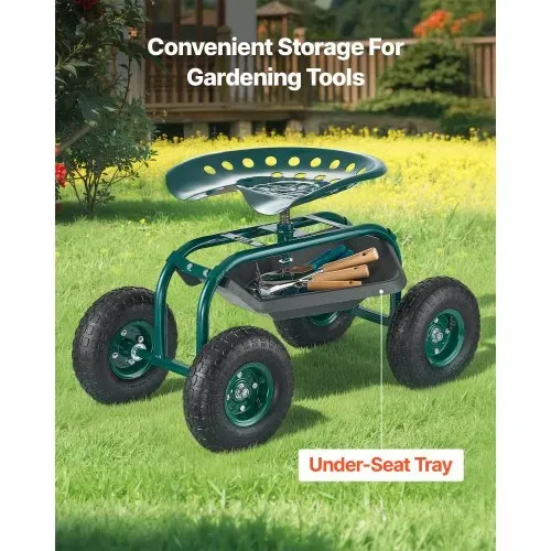 VEVOR Gartenrollsitz 800x487x460/540 mm, Fahrbarer Gartensitz mit Werkzeugablage, Tragkraft 136 kg, Gartenhocker für den Außenbereich, Roller zum Bepflanzen und Jäten von Rasenflächen – Bild 3