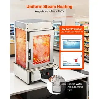 VEVOR 5-stufiger Gewerblicher Speisenwämer 120 L 30 bis 110 ℃, 1200 W Brötchendämpfer LED-Beleuchtung & Verstellbaren Ablagen & Edelstahlrahmen, Warmhaltevitrine für Hamburger Mantou Brot VEVOR 5-stufiger Gewerblicher Speisenwämer 120 L 30 bis 110 ℃, 1200 W Brötchendämpfer LED-Beleuchtung & Verstellbaren Ablagen & Edelstahlrahmen, Warmhaltevitrine für Hamburger Mantou Brot