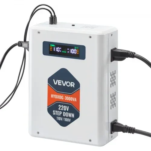 VEVOR Abwärtsspannungswandler Abwärts, 3000 VA, Hochleistungs-Konverter, 220 V auf 110 V Leistungstransformator, mit 2 US-Steckdosen, USB-Ausgang, LCD-Display, Temperaturschutz, für 110-V-Geräte – Bild 10
