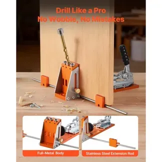 VEVOR Pocket Hole Jig Kit Taschenloch-Vorrichtungssatz 12,7-38,1 mm, Vorrichtungs-Taschenlochsystem mit Werkzeugkoffer C-Klemme Stufenbohrer Sechskantschlüssel Bohrstoppring Vierkant-Antriebsbit VEVOR Pocket Hole Jig Kit Taschenloch-Vorrichtungssatz 12,7-38,1 mm, Vorrichtungs-Taschenlochsystem mit Werkzeugkoffer C-Klemme Stufenbohrer Sechskantschlüssel Bohrstoppring Vierkant-Antriebsbit