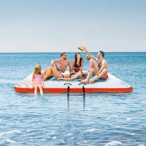 VEVOR Aufblasbares Schwimmdock, 3,04 x 3,04 m, Dockplattform, rutschfeste Wasserschwimmdockmatte mit tragbarer Tragetasche und abnehmbarer Leiter, schwimmende Plattform-Inselfloß für Pool, Strand – Bild 7