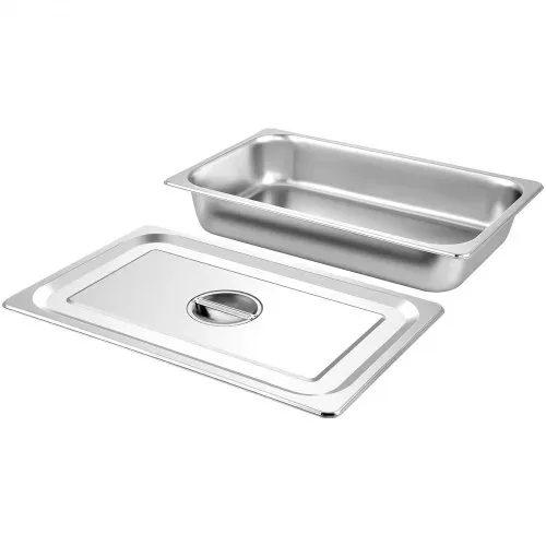 VEVOR Edelstahl Behälter 4 Stück, Speisebehälter Essens Behälter mit Deckel, Antihaft Teller, 53,7 x 33 x 9,5 cm, kommerzieller Warmhaltebehälter für Speisen, Torten, Aufläufe, Hotelpfanne Tisch, Food – Bild 8