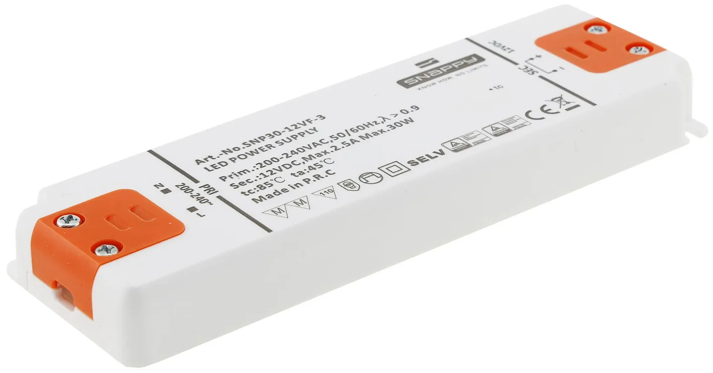 LED-Trafo „CT-SL30“ SlimLine 0,5-30W Ein 198-264V, Aus 12V= Konstantspannung LED-Trafo „CT-SL30“ SlimLine 0,5-30W Ein 198-264V, Aus 12V= Konstantspannung
