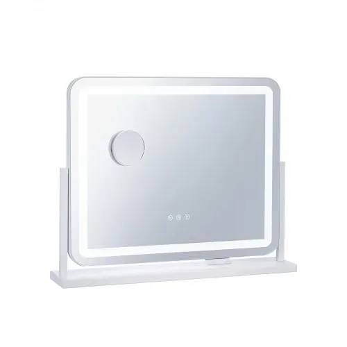 VEVOR Hollywood Schminkspiegel mit Beleuchtung, Kosmetikspiegel mit 3 Farbbeleuchtungsmodi, Schminkspiegel mit LEDs & 5-facher Vergrößerung, USB, Smart-Touch-Steuerung, 360°-Drehbar, 547x447mm – Bild 9