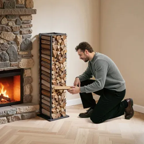 VEVOR Kaminholzregal, 330 x 320 x 1120 mm, Brennholzregal für den Innenbereich, 45,4 kg Tragkraft, hohes Holzlagerregal, Feuerholzregal aus pulverbeschichtetem Stahl, für Kamin, Feuerstelle – Bild 7