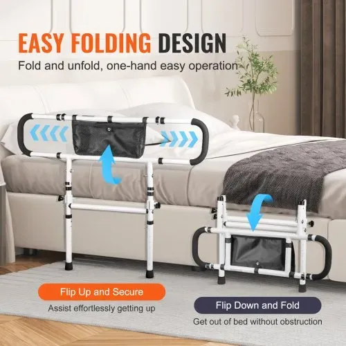 VEVOR Bettaufstehhilfe Senioren Bettgitter Aufstehhilfe mit 2 Stützbeinen & Befestigungsgurt Bettgeländer Höhenverstellbar von 740 bis 930mm Schutzgeländer für Queensize- Doppel- & Einzelbett – Bild 2