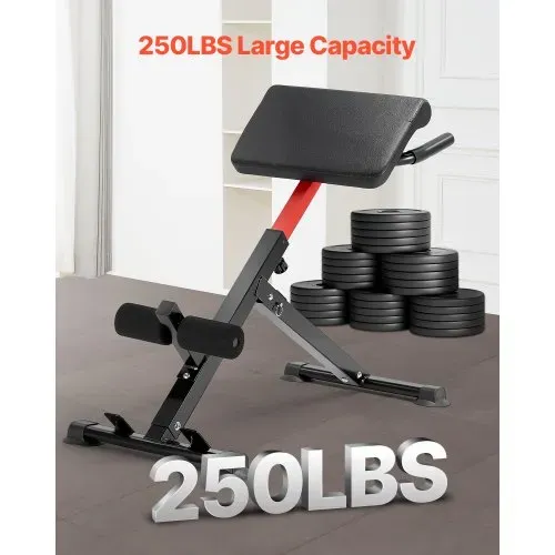 VEVOR römischer Stuhl Hyperextensionsbank Rückenstrecker 113 kg belastbare und faltbare Extensionsmaschine, Trainingsgerät für Rückenmuskeltraining, Fitness-Hantelbank für das Heim-Fitnessstudio – Bild 2