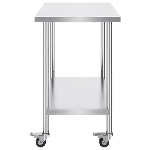 VEVOR Arbeitstisch aus Edelstahl, 610 x 914 x 954,6 mm, Zubereitungstisch mit 4 Rädern, 3 einstellbaren Höhenstufen, Arbeitstisch zur Lebensmittelzubereitung für gewerbliche Küchen und Restaurants – Bild 10
