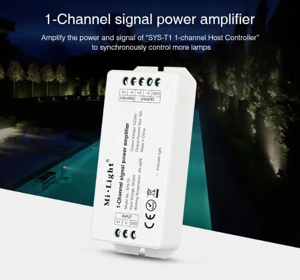MiBoxer SYS-T2 LED Subordinate Controller 1-Channel Amplifier MiBoxer SYS-T2 LED Subordinate Controller 1-Channel Amplifier