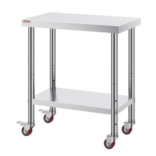 VEVOR Arbeitstisch 762 x457,2 x 863,6 mm Edelstahl Catering Arbeitstisch etwas 150kg für Belastbarkeit Lebensmittel Zubereitungstisch Gewerbliche Arbeitstisch für Küche Bar Restaurantar 4 verstellbare Füße – Bild 8