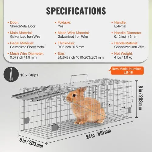 VEVOR Marderfalle 610x203x203mm Lebendfalle verzinkter Eisendraht Kaninchenfalle Tierfalle Drahtfalle Kastenfalle Universal-Fangkäfig für Waschbären Katzen Streifenhörnchen Eichhörnchen – Bild 6