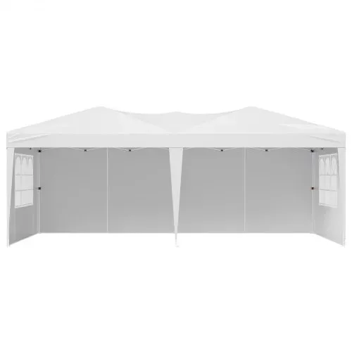 VEVOR Pavillon Faltpavillon, 5,9 x 2,96 x 2,65 m, Festzelt, Gartenzelt mit Seitenwänden & belüfteten Fenstern, 3 Höheneinstellungen, Sonnenschutz für Veranstaltungen im Außenbereich, weiß – Bild 8