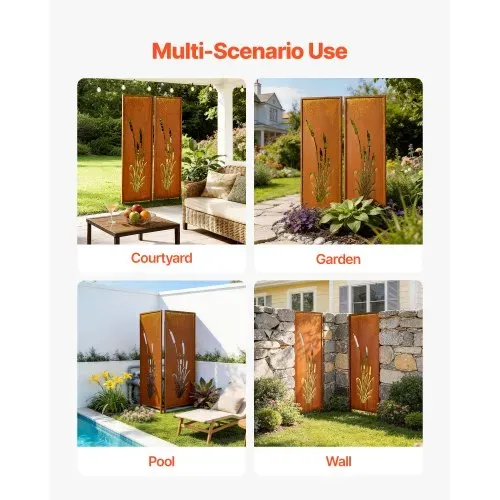 VEVOR Paravent, 50x160 cm 2er-Pack, Raumteiler Metall, Trennwand mit Erdspießen & Kohlenstoffstahlplatte, Sichtschutz, Raumtrenner, Dekorative Sichtschutzwand für Garten, Terrasse, Hof, Balkon – Bild 5
