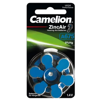 Knopfzelle CAMELION, A675, Zink-Luft, 6er-Blister Knopfzelle CAMELION, A675, Zink-Luft, 6er-Blister