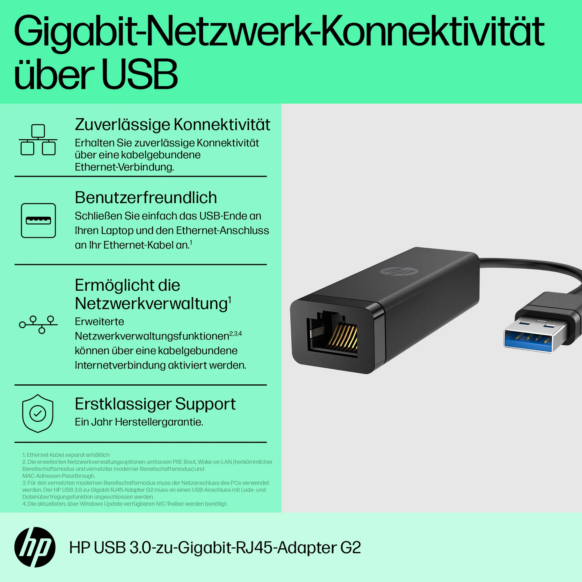 HP USB-3.0-zu-Gigabit-LAN-Adapter HP USB-3.0-zu-Gigabit-LAN-Adapter