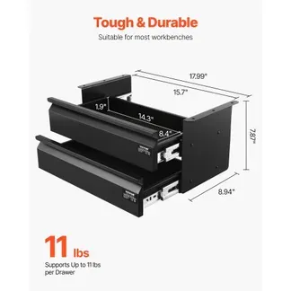 VEVOR Untertisch Schublade 457x227x200mm, Unterbau Schreibtisch, versteckter 2-lagiger Aufbewahrungs-Organizer, Bleistiftschublade unter dem Tisch für Sitz-Steh-Arbeitsplätze zu Hause VEVOR Untertisch Schublade 457x227x200mm, Unterbau Schreibtisch, versteckter 2-lagiger Aufbewahrungs-Organizer, Bleistiftschublade unter dem Tisch für Sitz-Steh-Arbeitsplätze zu Hause