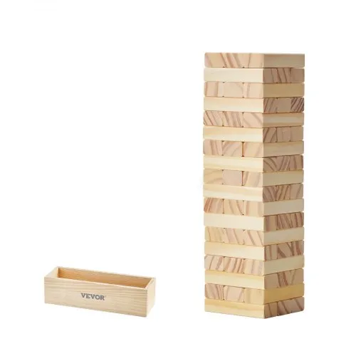 VEVOR Wackelturm mit 54 Blöcken, Tumbling Tower aus Kiefernholz, Holzturm Höhe bis 27 cm, Holzstapelspiel für 1 oder mehr Spieler, Tumbling Tower-Familienspiele für drinnen/draußen Party VEVOR Wackelturm mit 54 Blöcken, Tumbling Tower aus Kiefernholz, Holzturm Höhe bis 27 cm, Holzstapelspiel für 1 oder mehr Spieler, Tumbling Tower-Familienspiele für drinnen/draußen Party