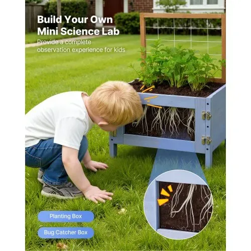 VEVOR Spielküche, Kinderküche, Spielzeugküche aus Holz mit Pflanzkasten, Wassertank, Spülbecken, Kochgeschirr & Zubehör, Holzküche für Rasen & Garten, für Kinder ab 3 Jahren, 1060x370x995mm – Bild 3