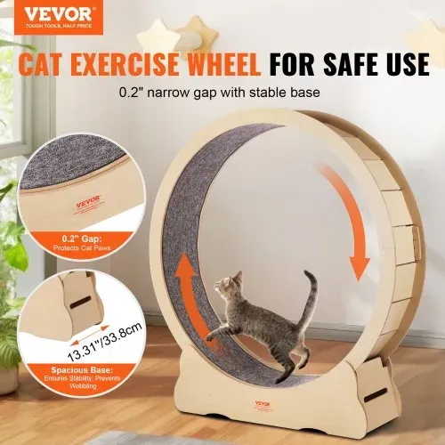 VEVOR Katzenlaufrad aus Holz, 132 cm großes Katzenlaufband für Hauskatzen, Katzenrad mit abnehmbarem Teppich und Katzenangel zum Laufen Trainieren, Sportspielzeuge für die meisten Katzen bis 13 kg VEVOR Katzenlaufrad aus Holz, 132 cm großes Katzenlaufband für Hauskatzen, Katzenrad mit abnehmbarem Teppich und Katzenangel zum Laufen Trainieren, Sportspielzeuge für die meisten Katzen bis 13 kg
