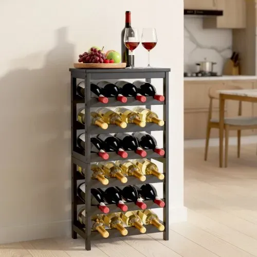 VEVOR Weinregal für 24 Flaschen, 6-stöckig, freistehendes Flaschenregal mit 36 kg Gesamtbelastbarkeit, Weinflaschenständer für Küche Keller Bar Esszimmer Wohnzimmer, Weinflaschenhalter Schwarz – Bild 7