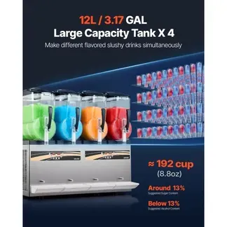 VEVOR Slush Maschine 4 x 12 L, Slusheis Eisbereiter 1650 W (kein Eis Nötig), Elektrische Margarita-Maschine mit Selbstreinigungsfunktion, Geeignet für Frozen Margaritas Frappés Milchshakes Shakes VEVOR Slush Maschine 4 x 12 L, Slusheis Eisbereiter 1650 W (kein Eis Nötig), Elektrische Margarita-Maschine mit Selbstreinigungsfunktion, Geeignet für Frozen Margaritas Frappés Milchshakes Shakes