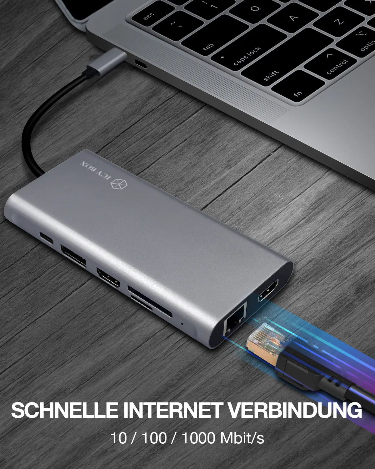 ICY BOX IB-DK4050-CPD, 12 in 1 USB Type-C® Notebook DockingStationk 2x HDMI 4K60Hz, 1x DP 4k60Hz – Bild 4