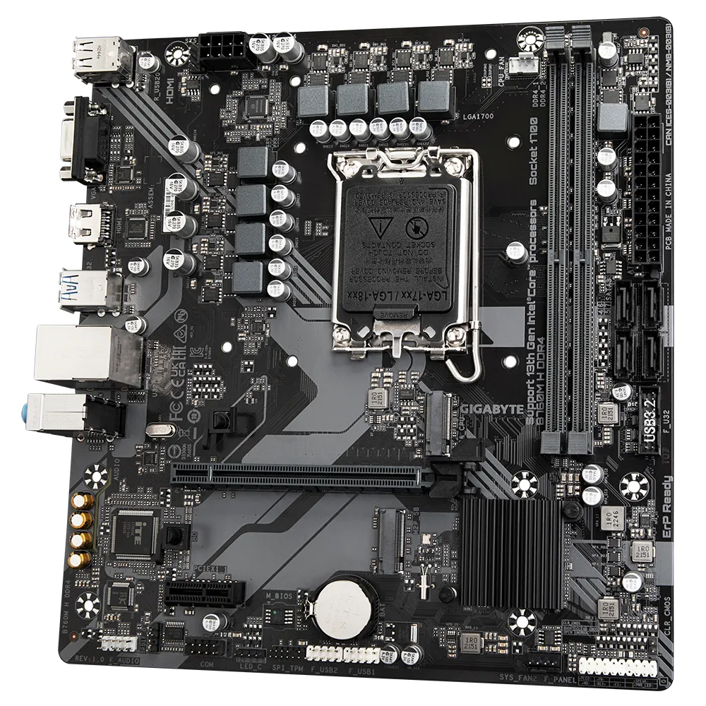 GIGABYTE B760M H DDR4 Motherboard - Unterstützt Intel Core 14. Generation CPUs, 6+1+1 Phasen Digital VRM, bis zu 3200MHz DDR4 (OC), 2xPCIe 4.0 M.2, GbE LAN, USB 3.2 Gen1 – Bild 4