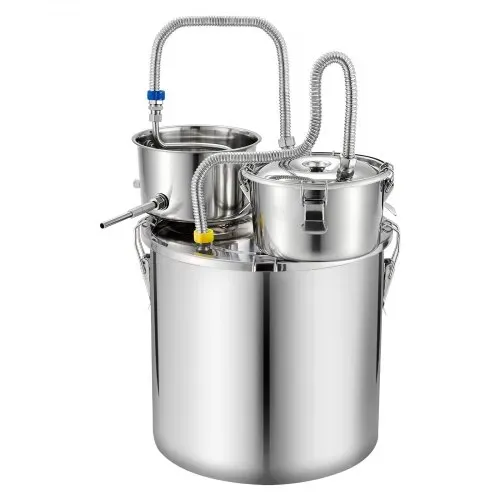 VEVOR Distillieranlage 30 L mit Thumper-Fass Wasserpumpe Thermometer Silber, Destillationsset mit Doppelskala-Thermometer für Whisky, Wein und Brandy, Destillierer-Heimbrauset für Hobby und Küche – Bild 8