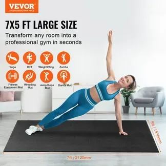 VEVOR Trainingsmatte, rutschfeste, hochdichte Premium-Yogamatte, Trainings-Yogamatte für Männer und Frauen, Fitness- und Trainingsmatte mit Tasche und Tragegurt, für alle Arten von Heim-Yoga, Pilates und Bodentraining (2,1 x 1,5 m) VEVOR Trainingsmatte, rutschfeste, hochdichte Premium-Yogamatte, Trainings-Yogamatte für Männer und Frauen, Fitness- und Trainingsmatte mit Tasche und Tragegurt, für alle Arten von Heim-Yoga, Pilates und Bodentraining (2,1 x 1,5 m)