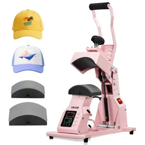 VEVOR Hutpresse mit 2 austauschbaren Platten (160 x 65 mm / 160 x 80 mm), Hut-Hitzepresse mit präziser Temperatur- und Zeitregelung, Mützenpresse Heat Press für Stirnbänder Gesichtsmasken Rosa VEVOR Hutpresse mit 2 austauschbaren Platten (160 x 65 mm / 160 x 80 mm), Hut-Hitzepresse mit präziser Temperatur- und Zeitregelung, Mützenpresse Heat Press für Stirnbänder Gesichtsmasken Rosa