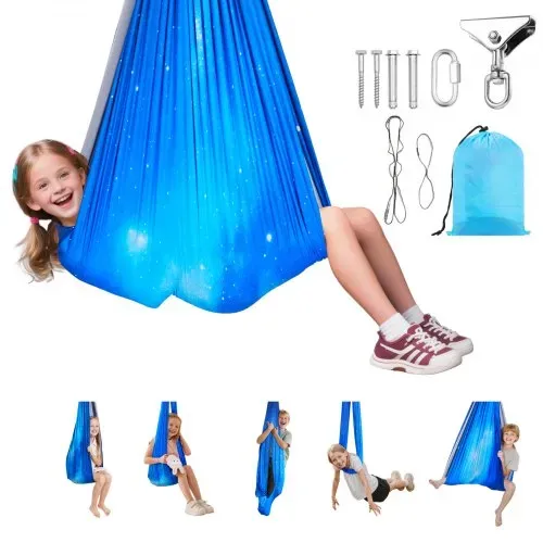 VEVOR Aerial Yoga Hängematte Set aus doppellagigem Stoff, Aerial Yoga Swing Air Fliegen, Yoga-Schaukel mit 360°-Drehaufhängung & O-Sling & 136,07 kg Max. Tragfähigkeit, Hängeschaukeln Blau – Bild 10