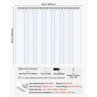VEVOR Streifenvorhang, 213,4 cm Höhe x 106,7 cm Breite, 0,2 cm Dicke, 7 Stück transparenter PVC-Streifen-Türvorhang, Gefrierschrankvorhang, Kunststoff-Türstreifen für begehbare Gefrierschränke, Kühlschränke und Lagertüren, mit 50 % Überlappung VEVOR Streifenvorhang, 213,4 cm Höhe x 106,7 cm Breite, 0,2 cm Dicke, 7 Stück transparenter PVC-Streifen-Türvorhang, Gefrierschrankvorhang, Kunststoff-Türstreifen für begehbare Gefrierschränke, Kühlschränke und Lagertüren, mit 50 % Überlappung