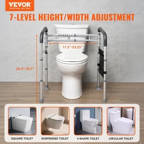 VEVOR Toiletten Sicherheitsgeländer Aufstehhilfe Toilette 136 kg Toilettensitz mit rutschfesten Griffen, Toilettenhandläufe mit verstärktem Aluminiumlegierungsrohr, für Schwangere Verletzte VEVOR Toiletten Sicherheitsgeländer Aufstehhilfe Toilette 136 kg Toilettensitz mit rutschfesten Griffen, Toilettenhandläufe mit verstärktem Aluminiumlegierungsrohr, für Schwangere Verletzte