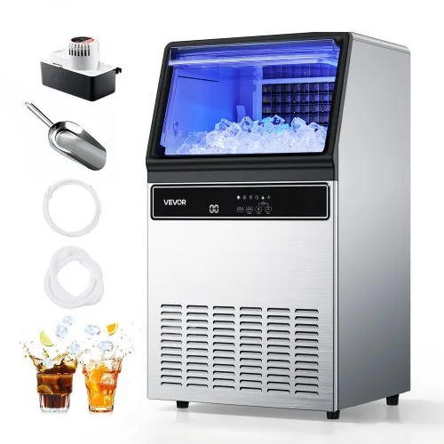 VEVOR Gewerbliche Eismaschine mit Pumpe 59 kg/Tag mit 15 kg Speicherkapazität, 45 Eiswürfel pro Zyklus, Freistehend und Unterbaufähig, mit LED-Anzeige und Selbstreinigung, für Hausbar Restaurant VEVOR Gewerbliche Eismaschine mit Pumpe 59 kg/Tag mit 15 kg Speicherkapazität, 45 Eiswürfel pro Zyklus, Freistehend und Unterbaufähig, mit LED-Anzeige und Selbstreinigung, für Hausbar Restaurant