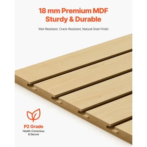 VEVOR Werkzeugwand 1220x1220x18mm, MDF-Garagen-Lamellenwand mit modularem Design, Wandhalter, 11,3 kg Lamellenwandpaneel mit Kupplungsstruktur & DIY-Zuschnitt, geeignet für Lagerung & Präsentation – Bild 2