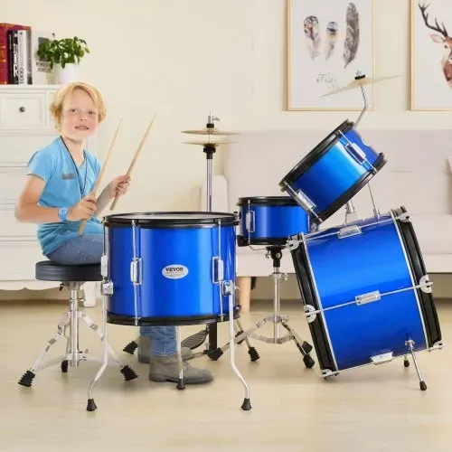 VEVOR Schlagzeugset für Kinder, 5-teilig, Anfänger-Schlagzeugset mit Bass-Toms, Snare, Standtrommel, verstellbarem Thron-Becken, Hi-Hat-Pedal und zwei Paar Drumsticks, Schlagzeugset für Kinder, blau – Bild 7